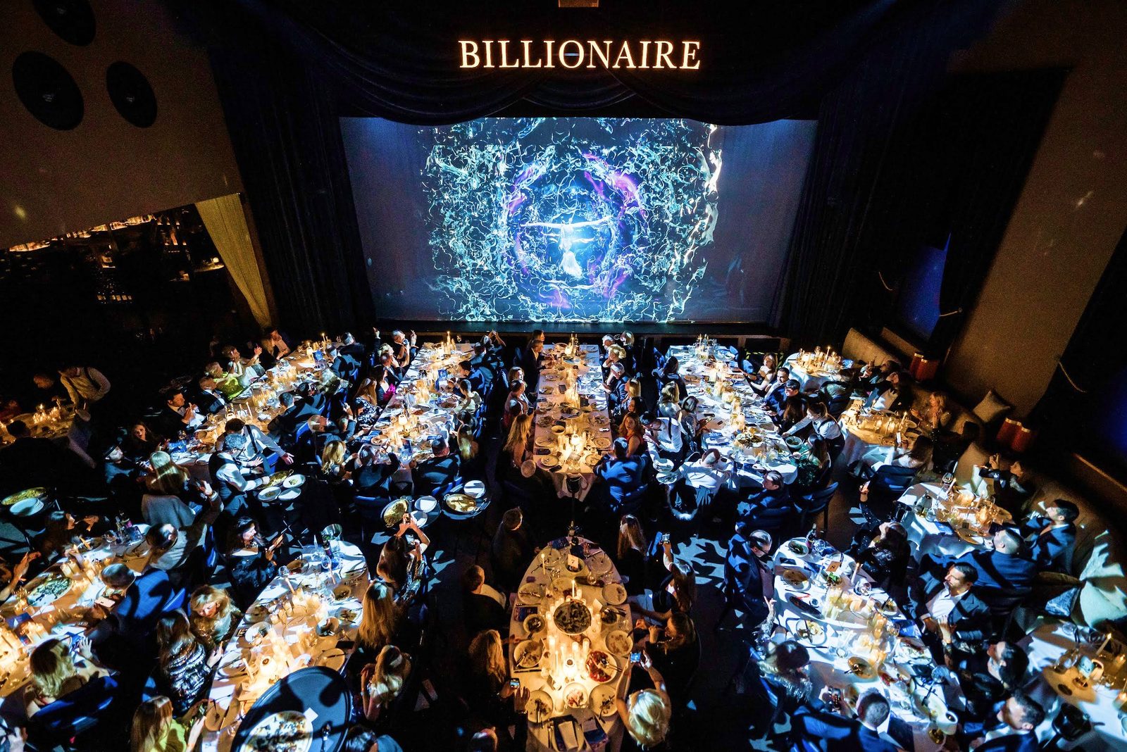 Gala tables seen from above at Billionaire.