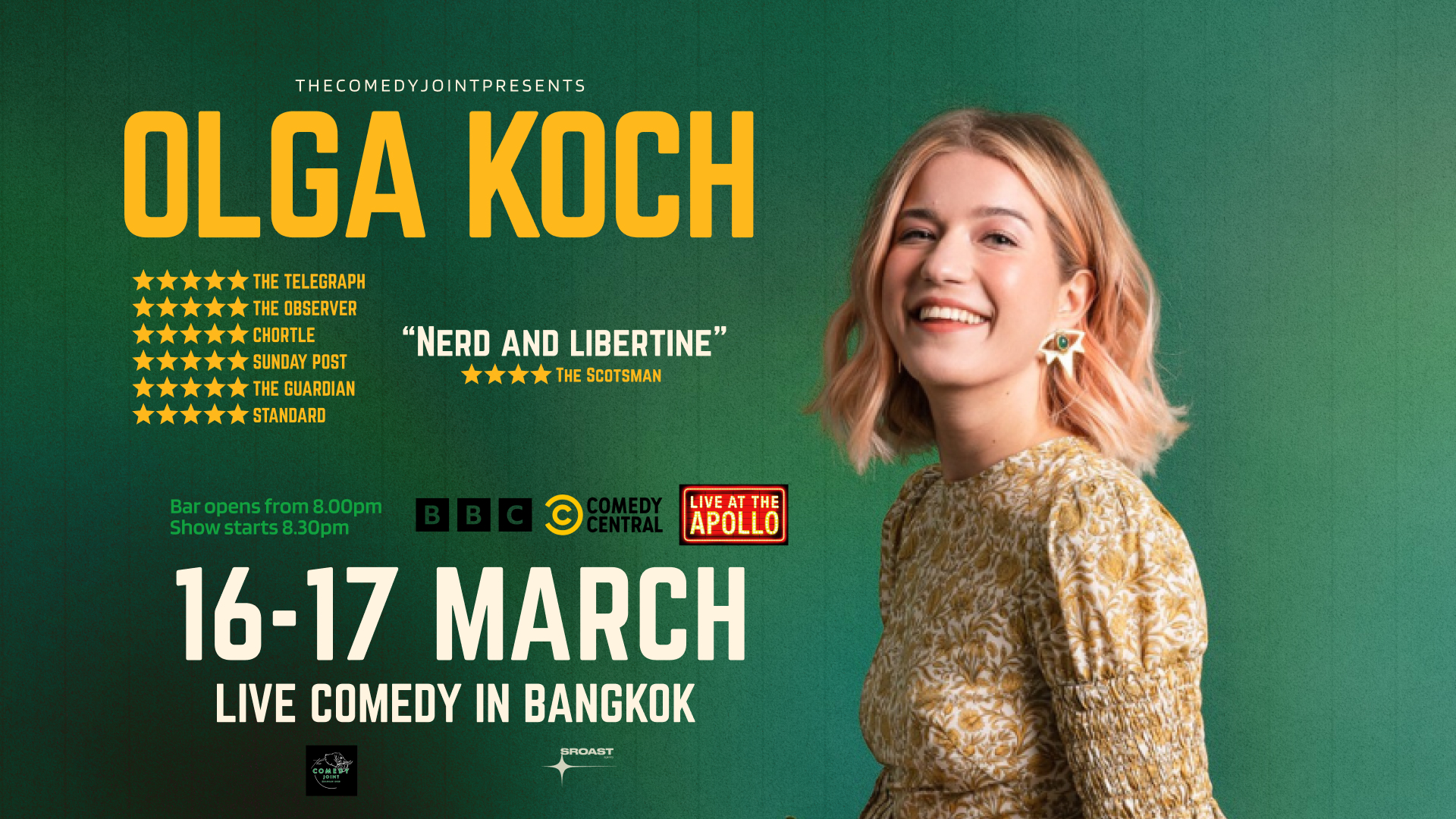 Olga Koch — live comedy in Bangkok, 16–17 March. Both shows sold out.